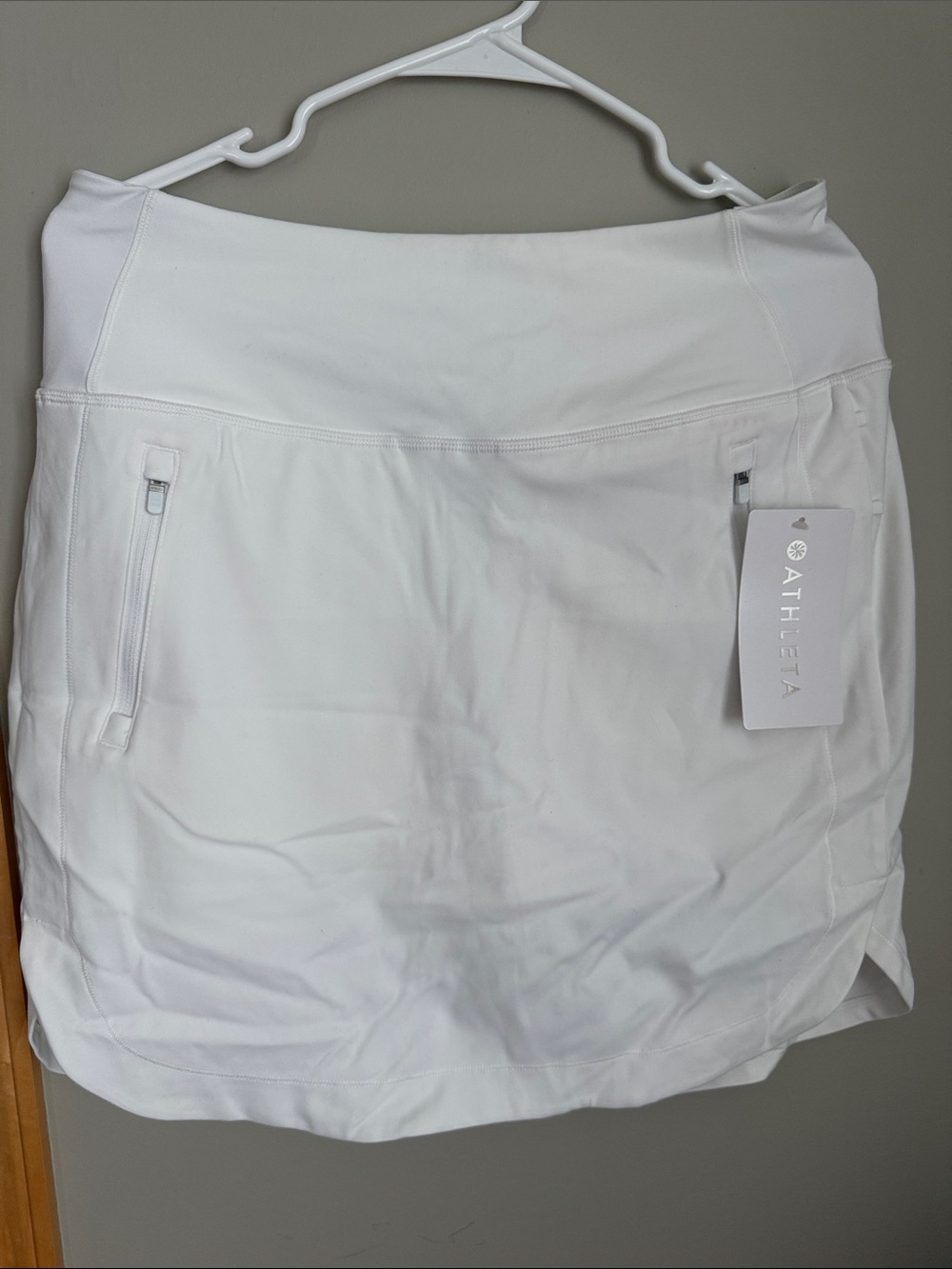 Athleta White Active Mini Skort with Front Zips